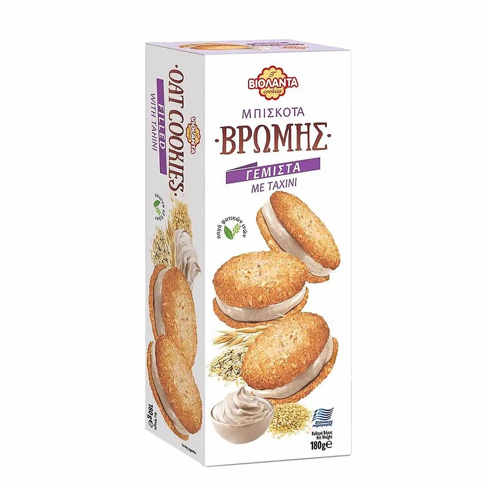 01-390-1.jpg VIOLANTA, Oatmeal sandwich biscuits with tahini fondant filling, 180g - Image 1