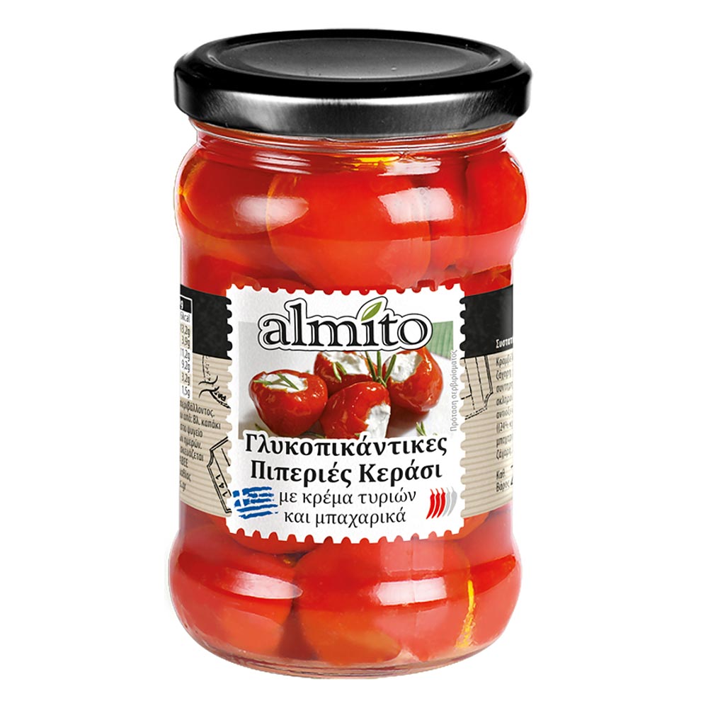 0320301-1.jpg ALMITO, Sweet Piquant Cherry Peppers stuffed with spicy-cream cheese, 320ml (Best before 08/08/2026) - Image 1