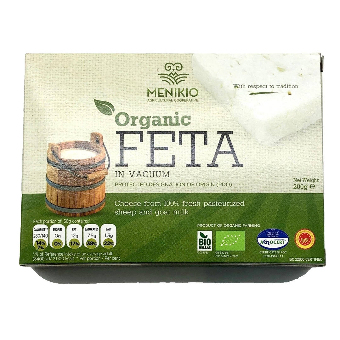 1.6C.1.07_3C6-1.jpg MENIKIO, Organic Feta Cheese, BIO, PDO, in vacuum, 200g (Best before 10/07/2025) - Image 1