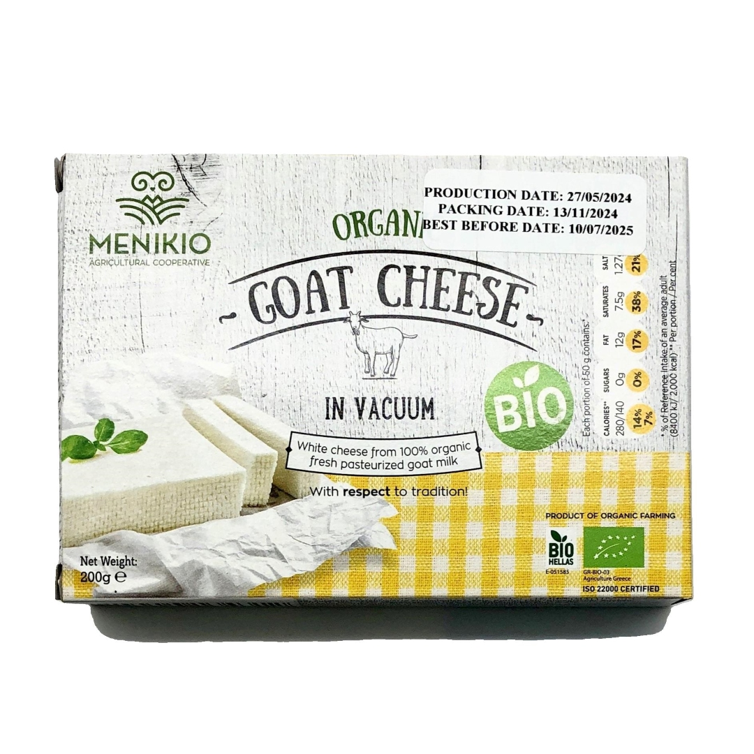 1.6C.1.08_3C6-1.jpg MENIKIO, Organic Goat Cheese, BIO, PDO, in vacuum, 200g (Best before 10/07/2025) - Image 1
