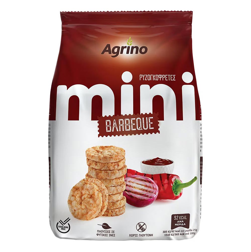 2119085300016-1-1.jpg AGRINO, Mini Gluten-free Rice Crackers with BBQ flavour, 50g (Best before 28/12/2025) - Image 1