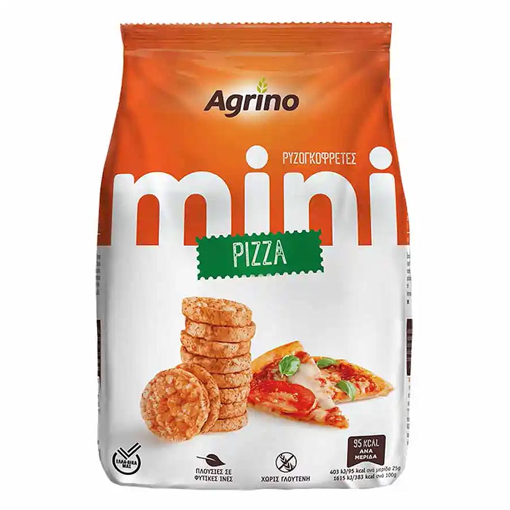 2119994000014-1-1.jpg AGRINO, Mini Gluten-Free Rice Crackers with Pizza Flavour, 50g - Image 1