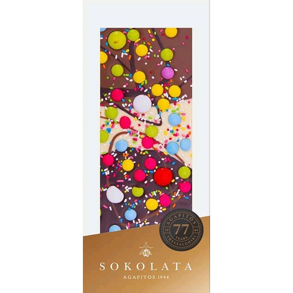 S100N100-1.jpg SOKOLATA AGAPITOS 1944, Triple Chocolate & Smarty Candy, 100g - Image 1