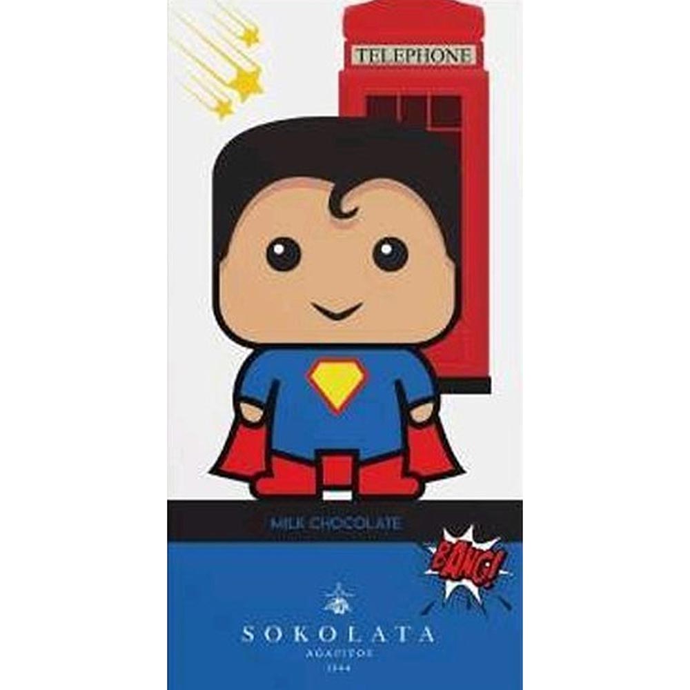 S100N832-1.jpg SOKOLATA AGAPITOS 1944, Milk chocolate, Superheroes collection "Superhero", 100g - Image 1