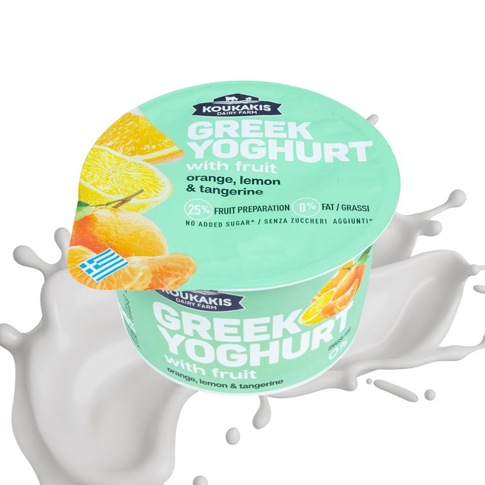 STKO003-1.jpg KOUKAKIS, Greek Yogurt with Orange, Lemon & Tangerine, 0% fat, 150g (Best before 28/05/2025) - Image 1
