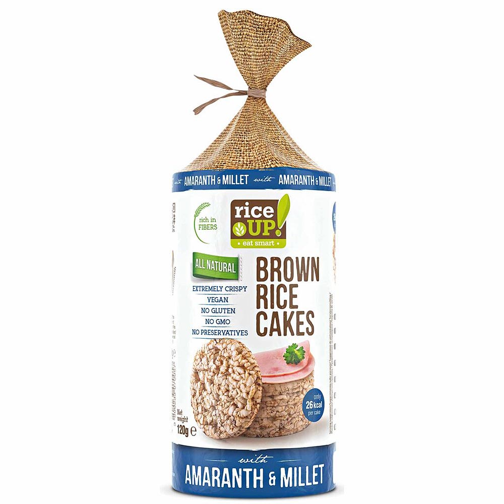 STRI005-1-1.jpg RICE UP, Brown Rice Crackers with Amaranth and Millet, 120g (Best before 29/06/2025) - Image 1
